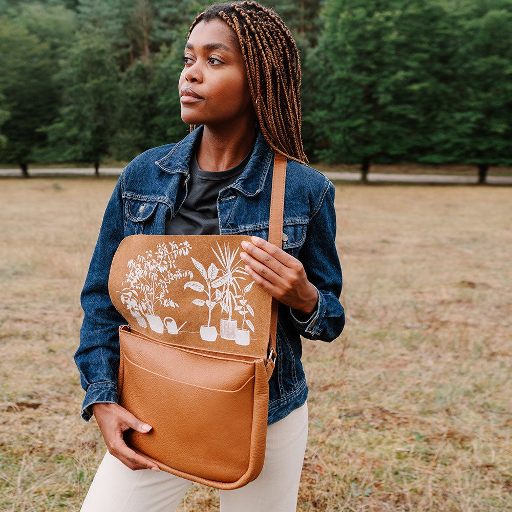 Tasche, Plant Sitter, Cognac used look